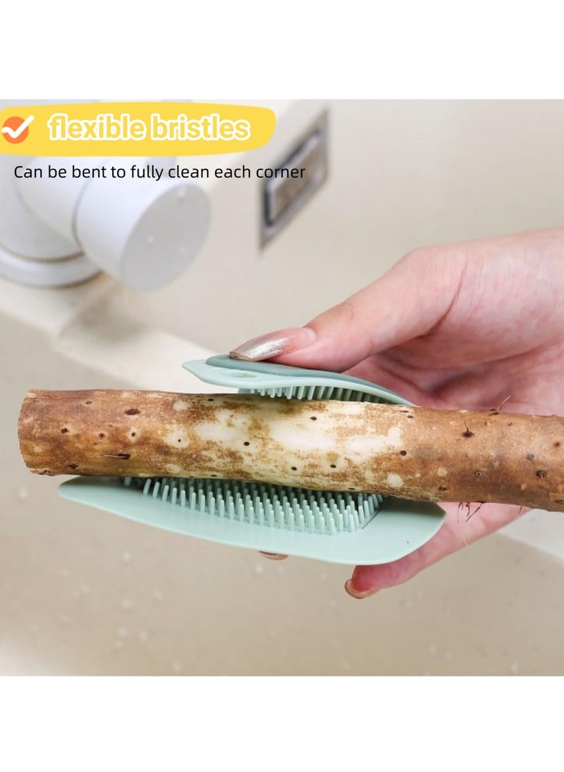 SYOSI - Silicone Vegetable Brush Potato Scrubber, Flexible Kitchen Cleaning Brush Set for Fruits, Veggies, Potatoes, Carrots, Mushrooms, and More, 3 Pack - Image 1