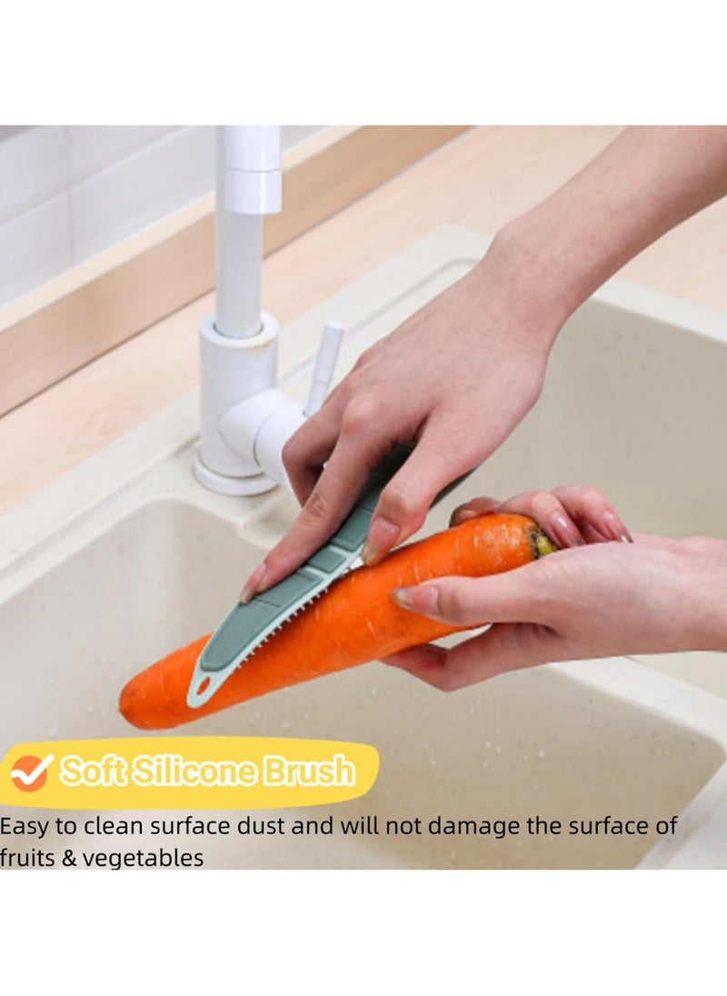 SYOSI - Silicone Vegetable Brush Potato Scrubber, Flexible Kitchen Cleaning Brush Set for Fruits, Veggies, Potatoes, Carrots, Mushrooms, and More, 3 Pack - Image 1