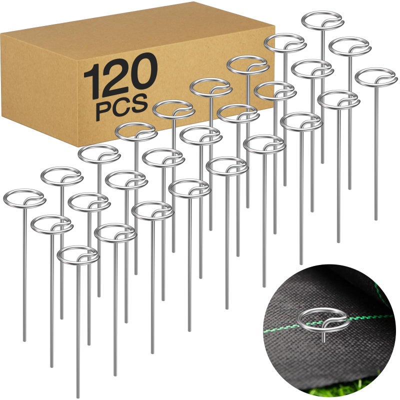 LLCJYYCY Heavy-Duty Landscape Staples â€“ 120 Pcs 6-Inch G-Shaped Thickened Galvanized Garden Fabric Staples,Rust-Resistant Ground Cover Pins for Weed Barrier, Erosion Control & Landscaping Projects - Image 1