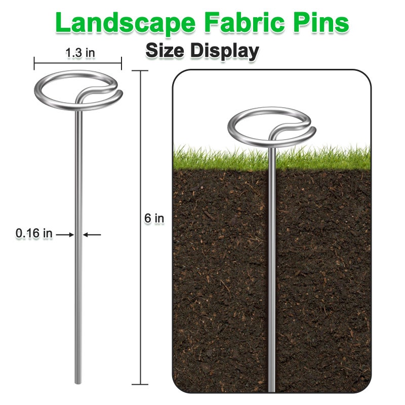 LLCJYYCY Heavy-Duty Landscape Staples â€“ 120 Pcs 6-Inch G-Shaped Thickened Galvanized Garden Fabric Staples,Rust-Resistant Ground Cover Pins for Weed Barrier, Erosion Control & Landscaping Projects - Image 2