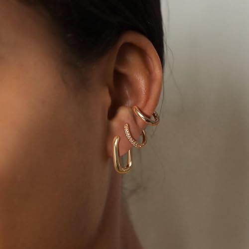Tasiso Small Hoop Earrings for Women, 6 Pair 14K Gold Plated Lightweight Huggie Hoop Earrings Hypoallergenic Earring Set Earrings Pack for Women Trendy Jewelry Gifts - Image 2