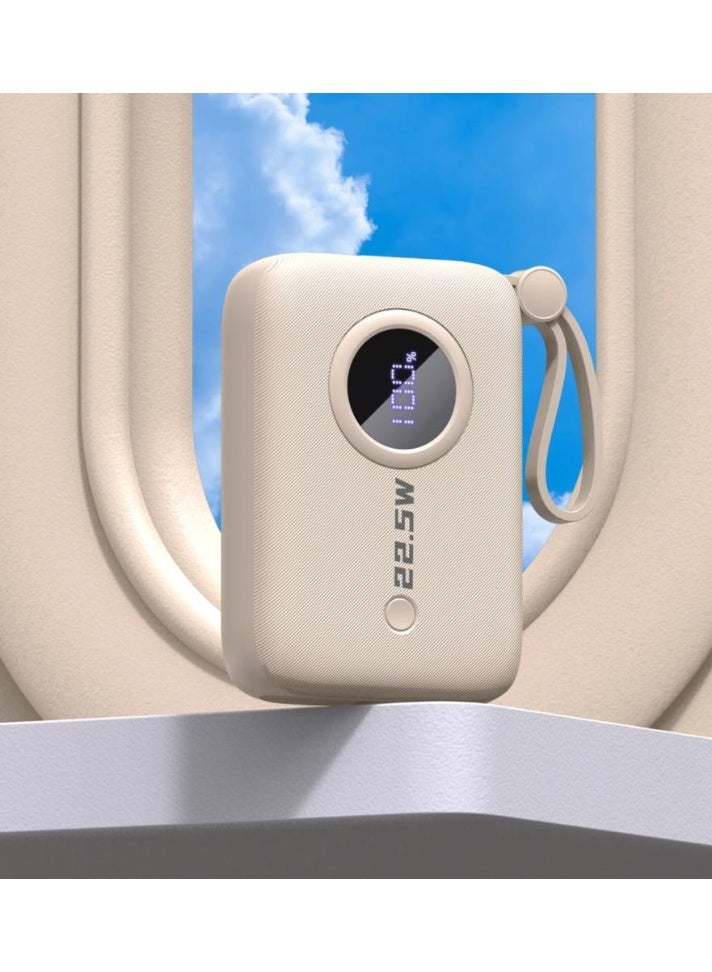 DUDAO K14 10000mAh Mini Fast Charge Power Bank with PD+QC 22.5W  Off-white/ Blue - Image 1