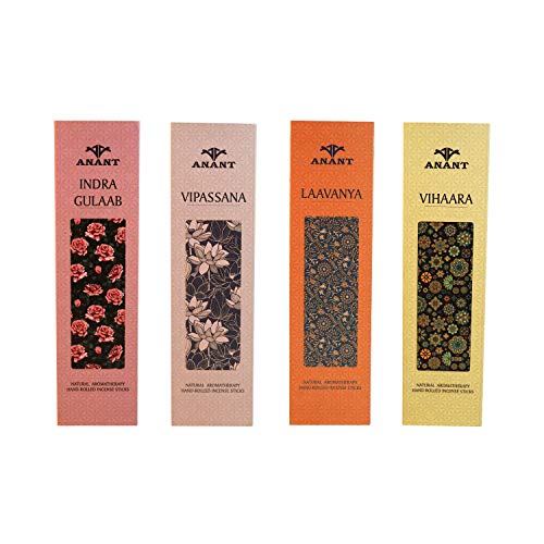 Anant Natural Hand Rolled Premium Fragrance Incense Sticks | Pack of 4 | Indra Gulab | Vipassana | Laavanya | Vihaara | Spiritual Agarbattis - 40 Sticks/Box - Image 2