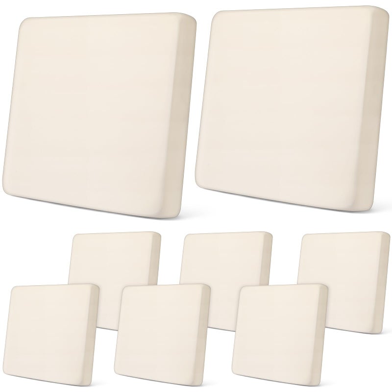 Newwiee أغطية وسائد فناء جديدة 8 قطع مرنة لأثاث الفناء أغطية استبدال للوسائد للكنب والأرائك قابلة للغسل واقية من الماء بيج نقي