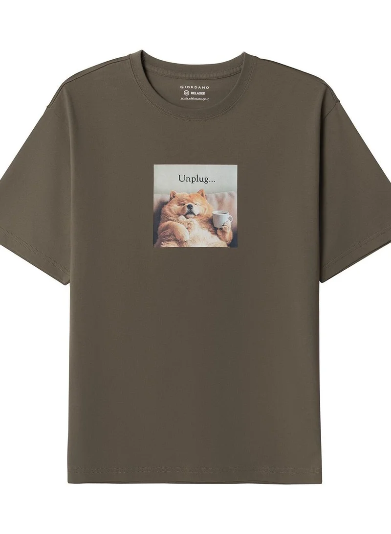 GIORDANO Men’s Graphic Print Cotton Jersey Tee – Relaxed Fit