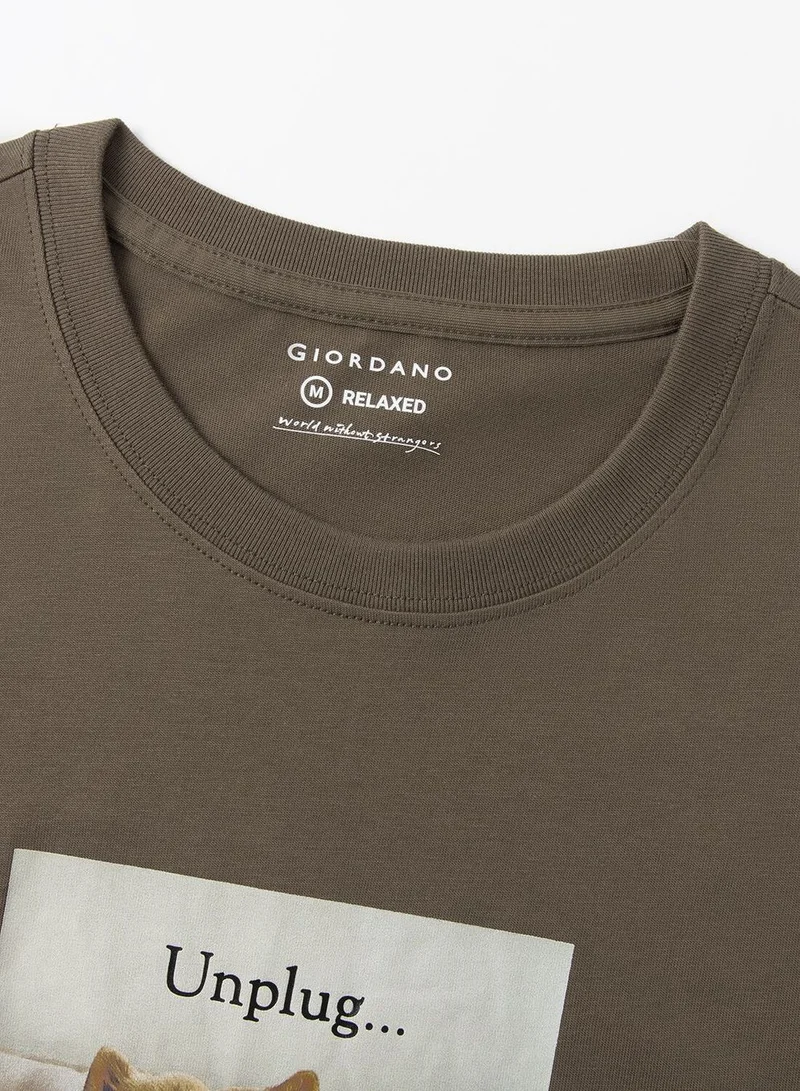 GIORDANO  Men’s Graphic Print Cotton Jersey Tee – Relaxed Fit for Men | Best Price UAE