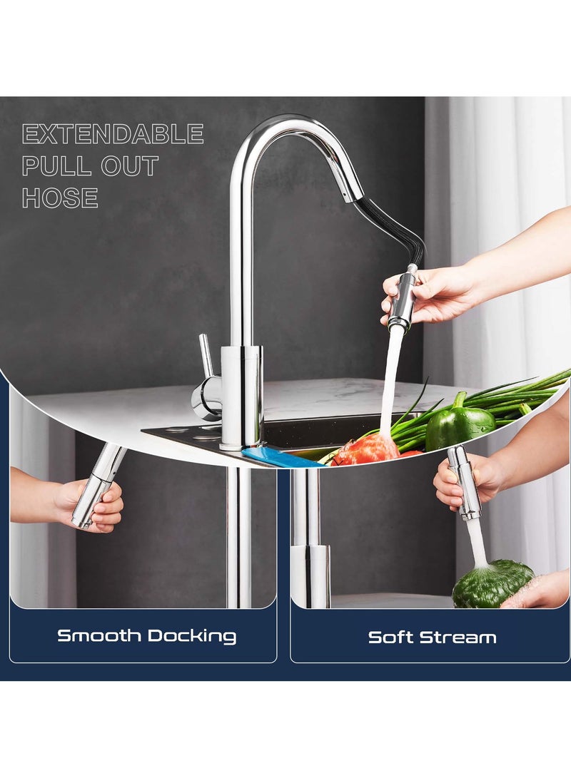 HESANIT Pull Out Sprayer Kitchen Sink Faucet Mixer Chrome - 6931C - Image 3