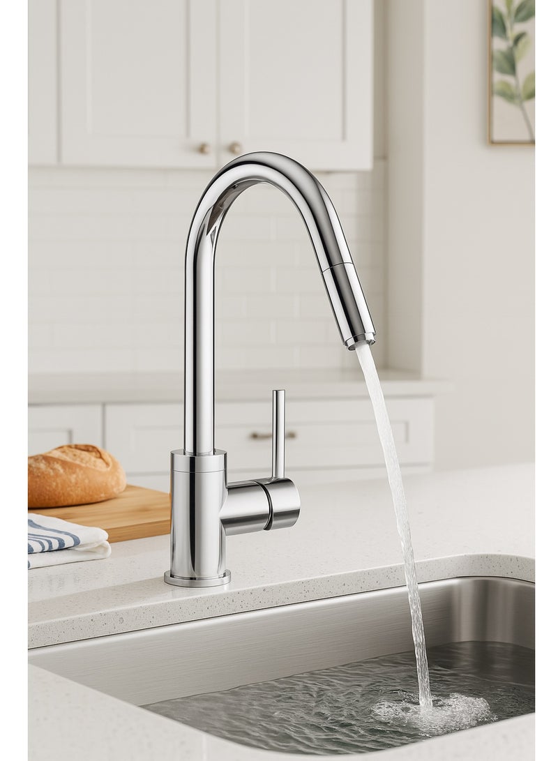 HESANIT Pull Out Sprayer Kitchen Sink Faucet Mixer Chrome - 6931C - Image 4