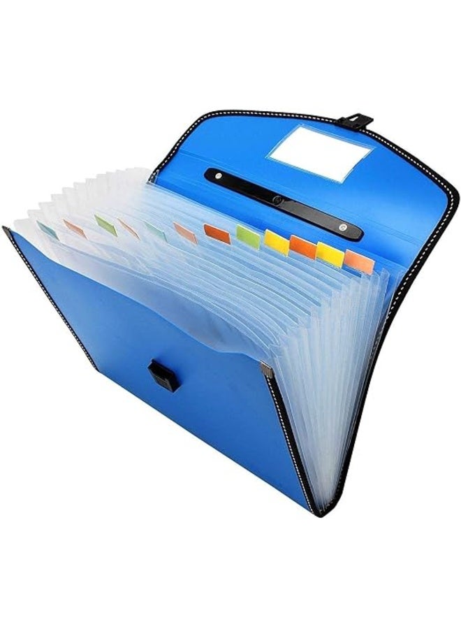 File Folder, Accordion Document/Letter A4 Size File Organizer with Handle and 13 Pockets - Assorted Colour - Image 1