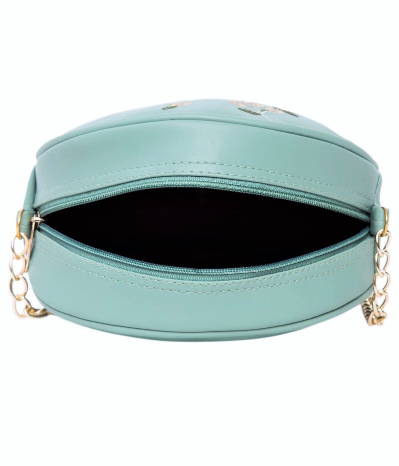ADISA women girls round embroided sling bag (Green) - Image 5