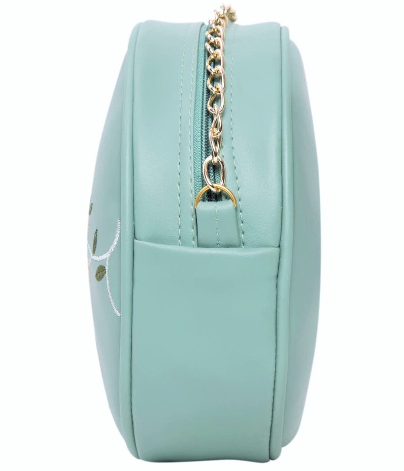 ADISA women girls round embroided sling bag (Green) - Image 3