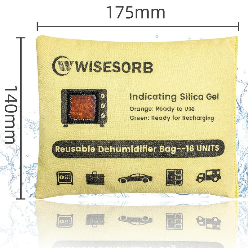 Wisesorb 2 Pack 500G Reusable Silica Gel Desiccant Dehumidifier Bags, Color Indicating Moisture Absorbers for Car, Closet, Garage, 3D Filaments, Emoisture, Microwave Rechargeable Reusable Drying Bags - Image 2
