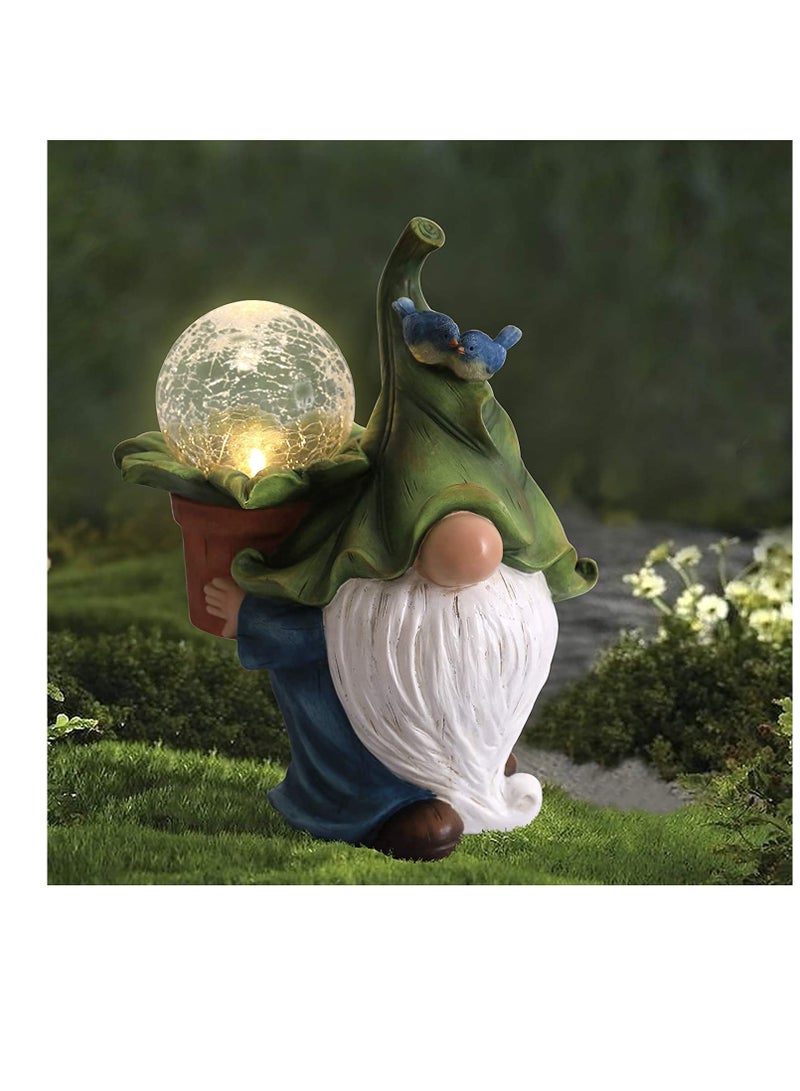 SYOSI Garden Solar Genie Light, Garden Gnome Statue  Resin Gnome Figurine Carrying Magic Orb with Solar LED Lights, Outdoor Winter Decorations for Patio Yard Lawn Porch, Ornament Gift, 1 Pcs Set - Image 5