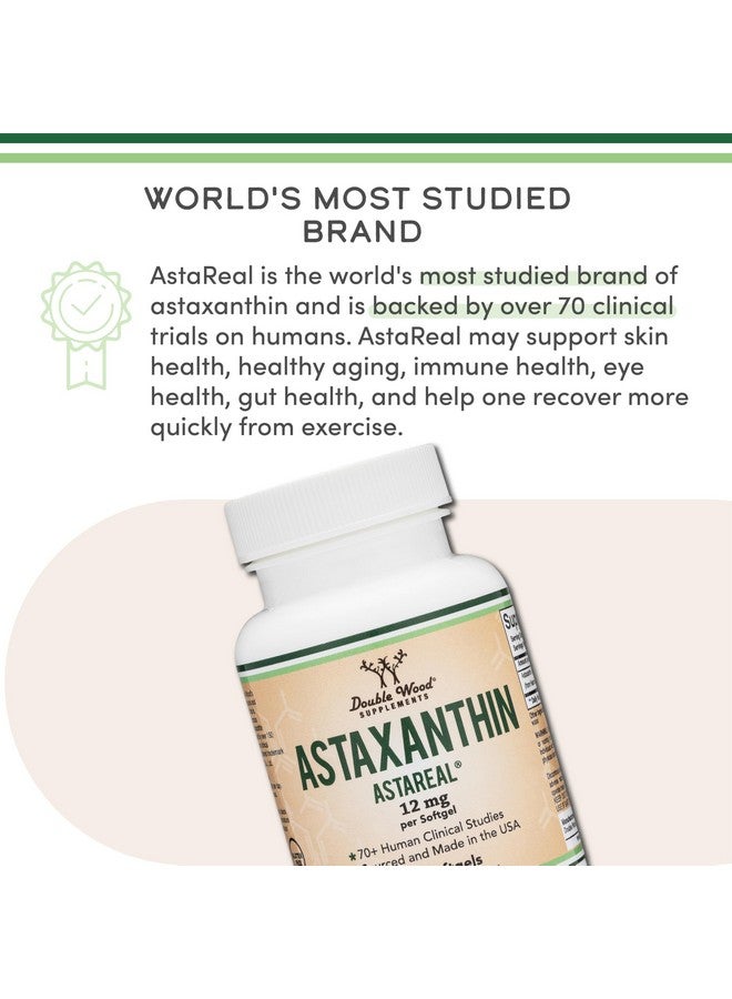 Double Wood Supplements Astaxanthin 12mg Max Strength (Only Patented Astaxanthin (Astrareal) with 70+ Human Clinical Trials - World's Most Studied Brand) Grown, Harvested, and Made in The USA (Astaxantina) by Double Wood - Image 3