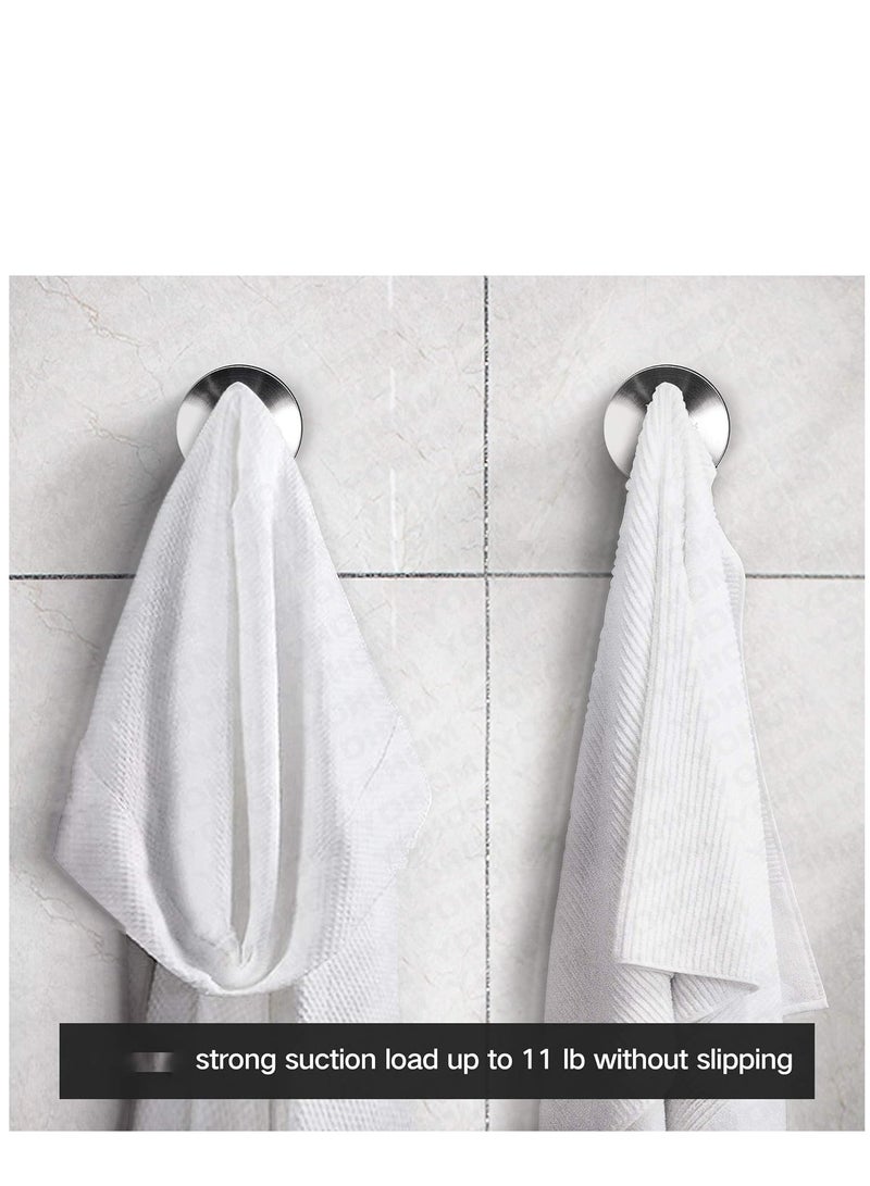 Suction Cup Hooks for Shower Towel Holder Stainless Steel Vacuum Bathroom Shower Hook Suction Washcloth Hanger Kitchen Towel Rack for Robe Loofah Wreath Glass Door Window Wall Brushed Silver 2Pcs - Image 4