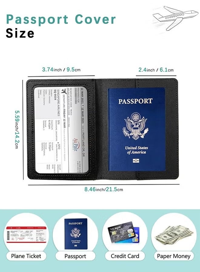 Passport Cover and Luggage Tag Set,PU Leather Passport Case Holder Travel Suitcase Tag,Bridal Shower Wedding Honeymoon Gifts for Couples (Black and White) - Image 4