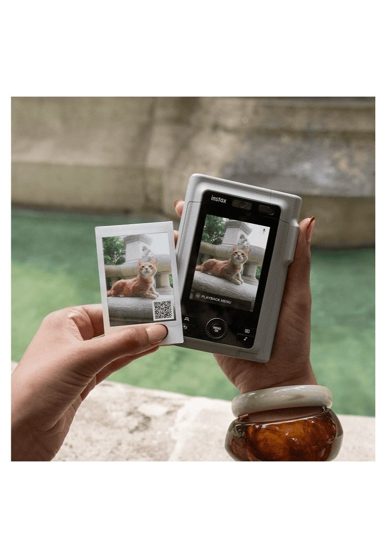 FUJIFILM Instax Mini LiPlay+ Hybrid digital instant film camera and photo printer - (Beige color), with rear 6 x 4 cm LCD screen, sound recording capabilities, Dual cameras - main and wide-angle selfie, Midnight - Image 5