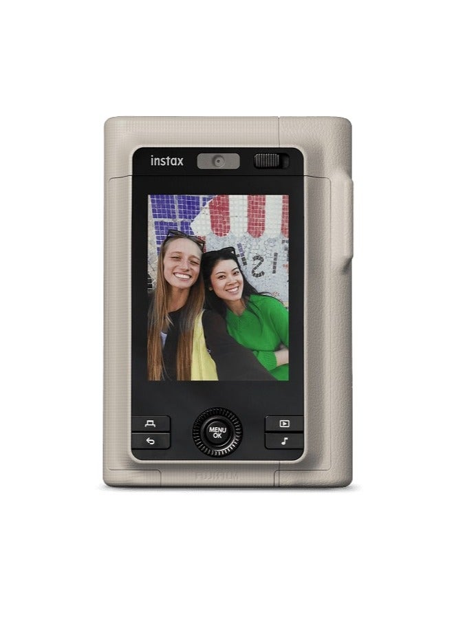 FUJIFILM Instax Mini LiPlay+ Hybrid digital instant film camera and photo printer - (Beige color), with rear 6 x 4 cm LCD screen, sound recording capabilities, Dual cameras - main and wide-angle selfie, Midnight - Image 1