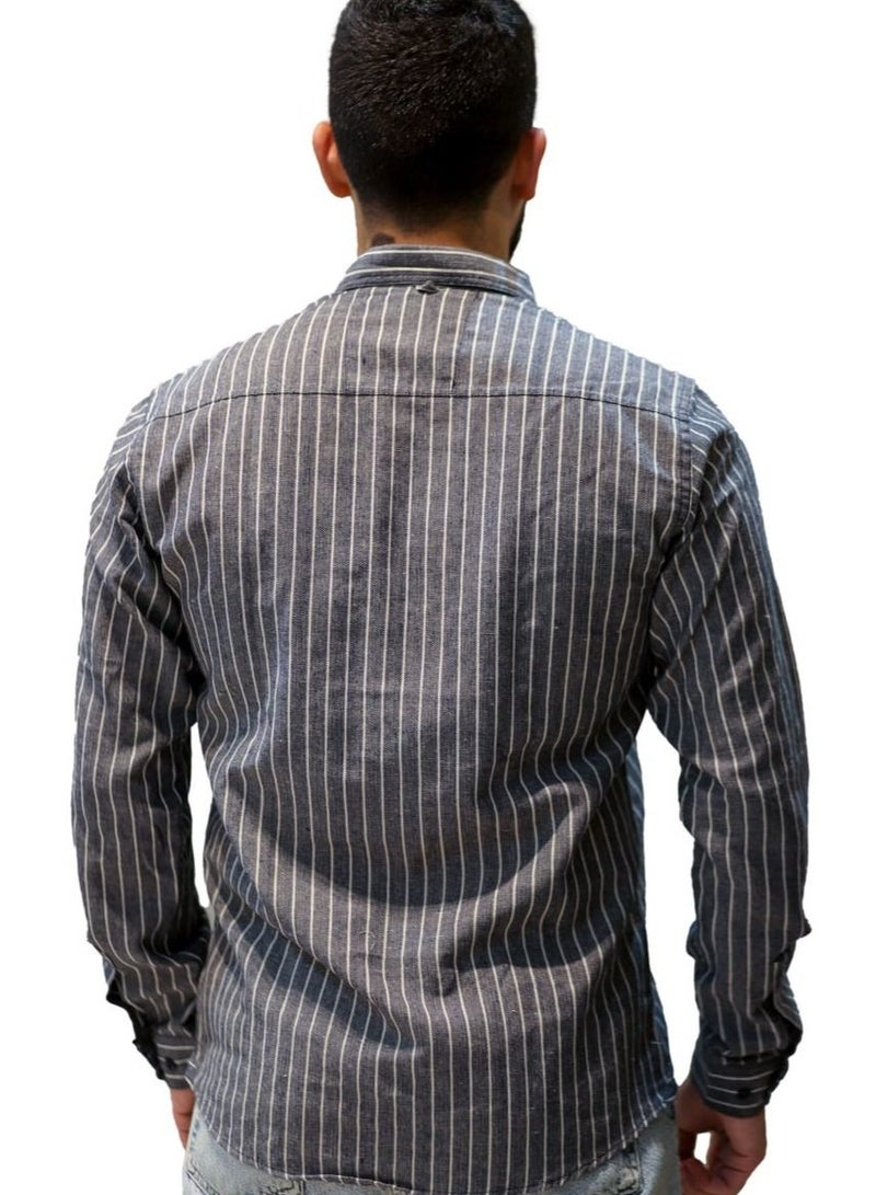 Levantino Men's Striped Slim Fit Long Sleeve Shirt - Image 2