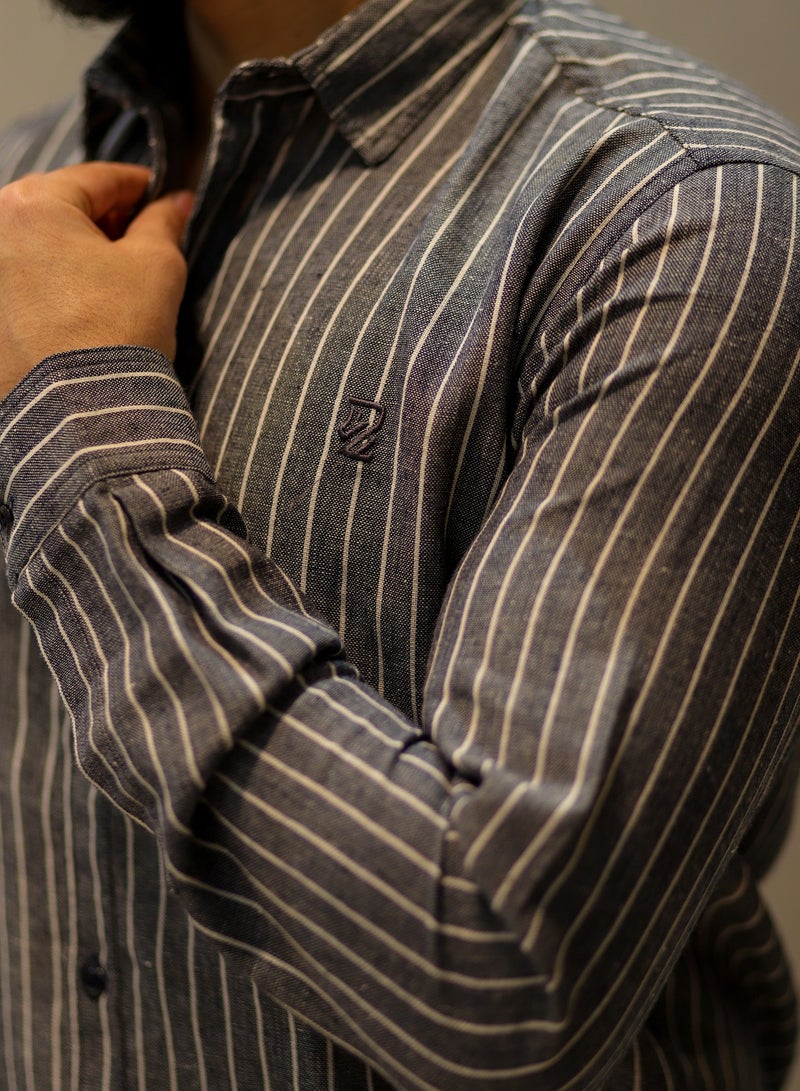 Levantino Men's Striped Slim Fit Long Sleeve Shirt - Image 3