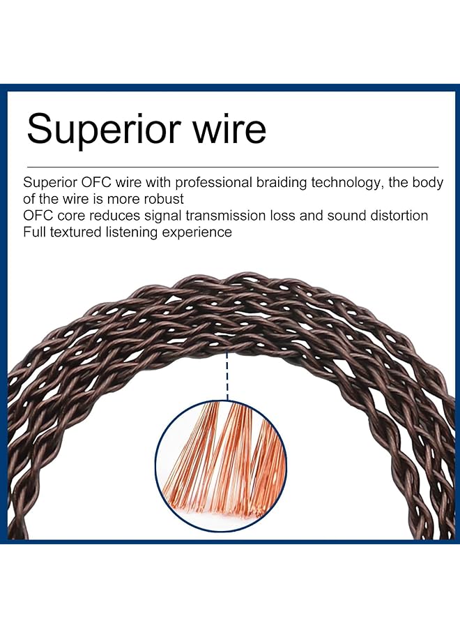 إيروريكس كابل بديل لسماعات الرأس بمقبس استريو مقاس 3.5 مم لسماعات Sennheiser IE100 Pro IE400 Pro IE500 Pro بطول 3.9 قدم مع هيكل سلكي مطلي بالفضة - Image 4