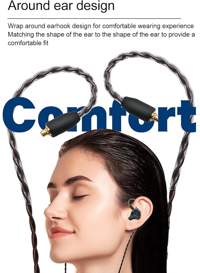 إيروريكس كابل بديل لسماعات الرأس بمقبس استريو مقاس 3.5 مم لسماعات Sennheiser IE100 Pro IE400 Pro IE500 Pro بطول 3.9 قدم مع هيكل سلكي مطلي بالفضة - Image 2