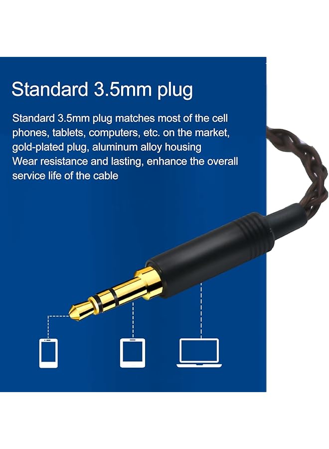 إيروريكس كابل بديل لسماعات الرأس بمقبس استريو مقاس 3.5 مم لسماعات Sennheiser IE100 Pro IE400 Pro IE500 Pro بطول 3.9 قدم مع هيكل سلكي مطلي بالفضة - Image 3