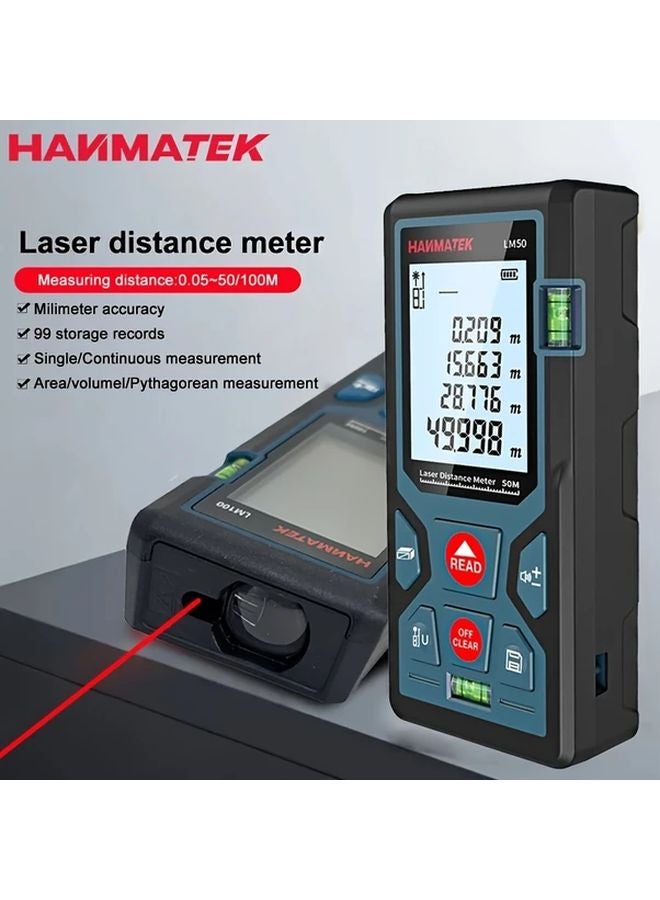 HANMATEK LM50 Laser Rangefinder 50m 164ft Handheld Electronic Tape Measure Infrared Distance Area Height Measurement Tool - Image 2