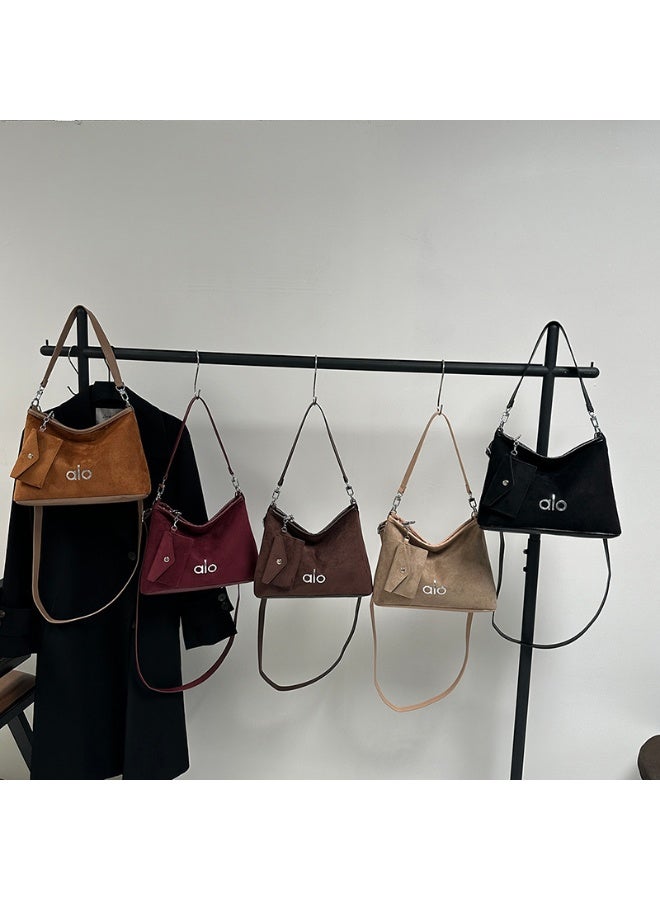 Alo Yoga Women’s Suede Shoulder Bag with Adjustable Strap and Mini Pouch – Casual Hobo Handbag for Daily Use - Image 5
