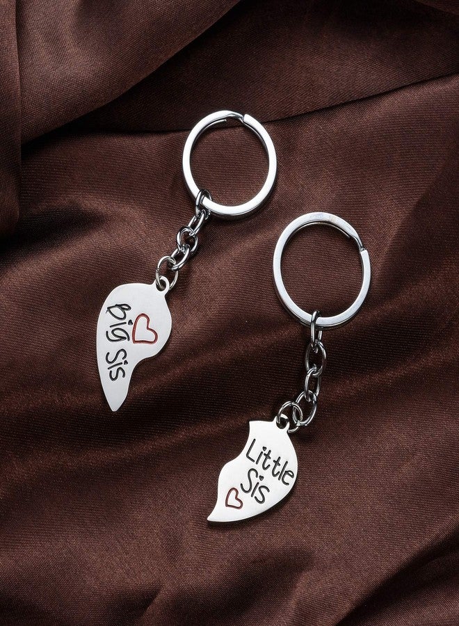 YEEQIN 2PC Matching Big Sis Little Sis Red Split Heart Halves Sisters Pendant Keychain Keyring Set - Image 5