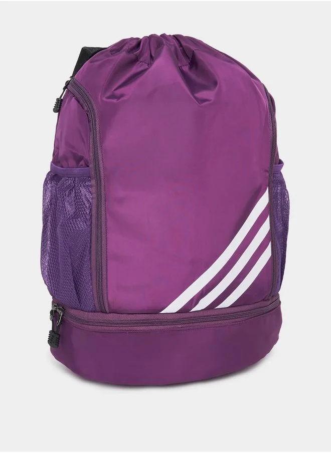 Styli Striped Backpack with Mesh Pocket