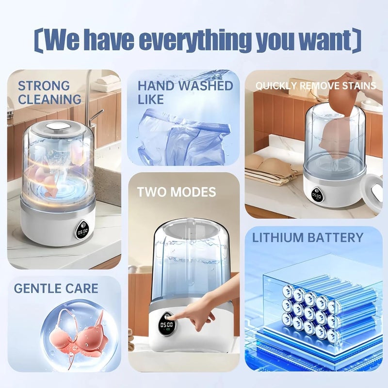 LINJIE Mini Washing Machine,1.4L Turbo Automatic Clothes Washer,Usb Powered Cleaning Machine, For Dorm, Apartment, Travel - Image 5