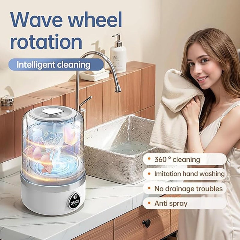 LINJIE Mini Washing Machine,1.4L Turbo Automatic Clothes Washer,Usb Powered Cleaning Machine, For Dorm, Apartment, Travel - Image 2