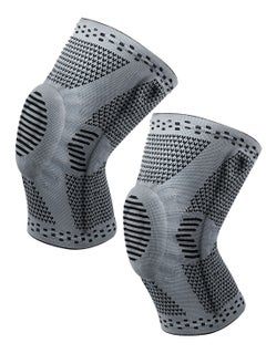 Syarme Professional Knee Brace, 2 Pack Knee Compression Sleeve Support for Men Women with Patella Gel Pads and Side Stabilizers, Knee Pads, for Running, Basketball, Volleyball, Mountain Bike Etc Activities M  - Image 1