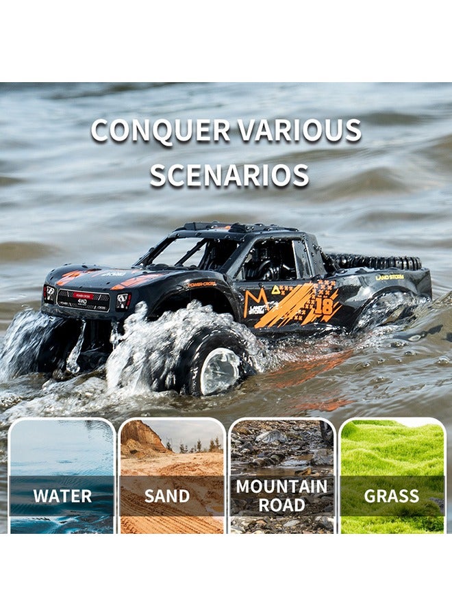 JJRC Waterproof Monster RC Trucks for Boys, 2.4G Amphibious Rc Car, 1:16 Scale All-Terrain Rc Boat for Boys & Adults, 4WD, 2 Rechargeable Batteries, Perfect 4-12 Year Old Boy Toys Gifts-Orange - Image 4