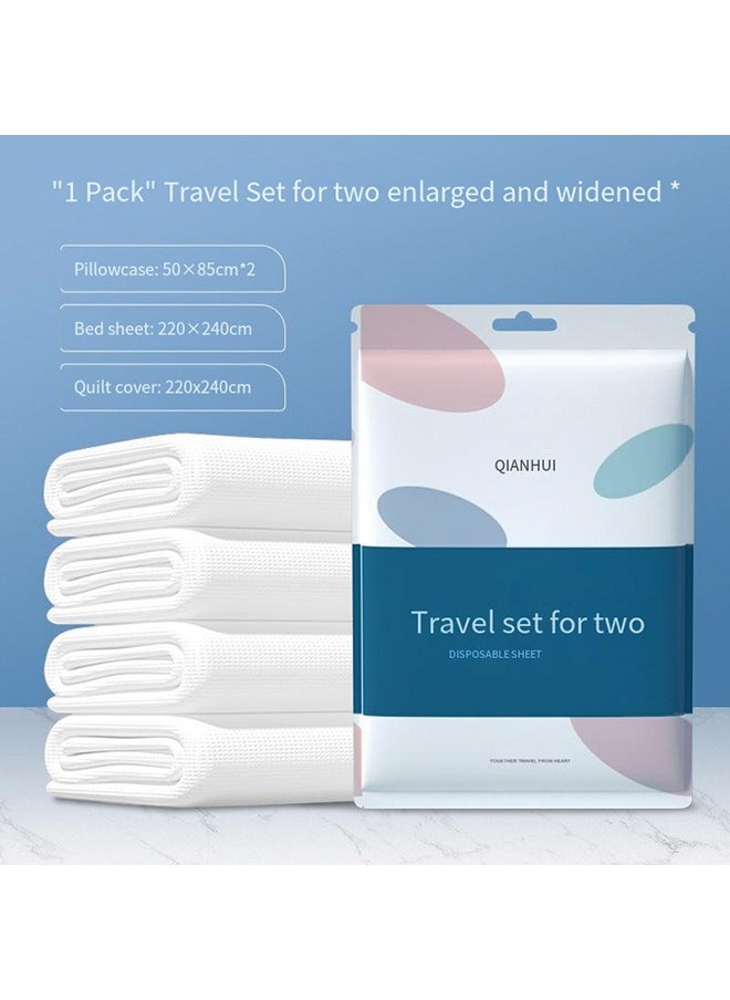 Generic - 3 Packs Disposable Bed Sheet Four-piece Set with Double Pillowcases Hotel Supplies Bedding Set Disposable Bed Sheet Cover - Image 1