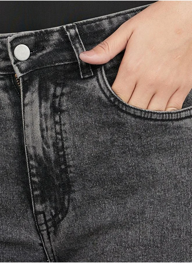Styli High Rise Washed Fit and Flared Jeans