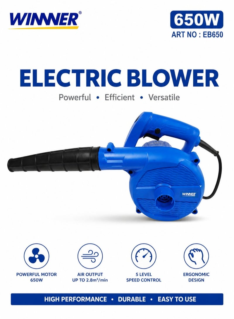 Winner 650W EB650 Professional Electric Blower, High-Performance Air Blower by WINNER -  13000 RPM, High Airflow 2.8 m3/min, 220V-240V - Image 2