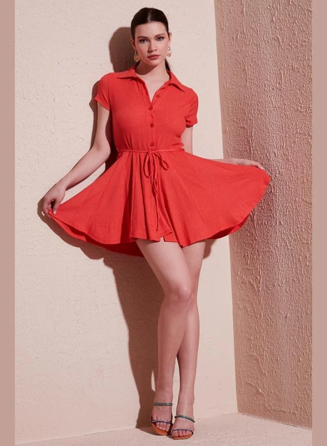 ليلا فستان ميني بتفاصيل ربطة ليلا للنساء