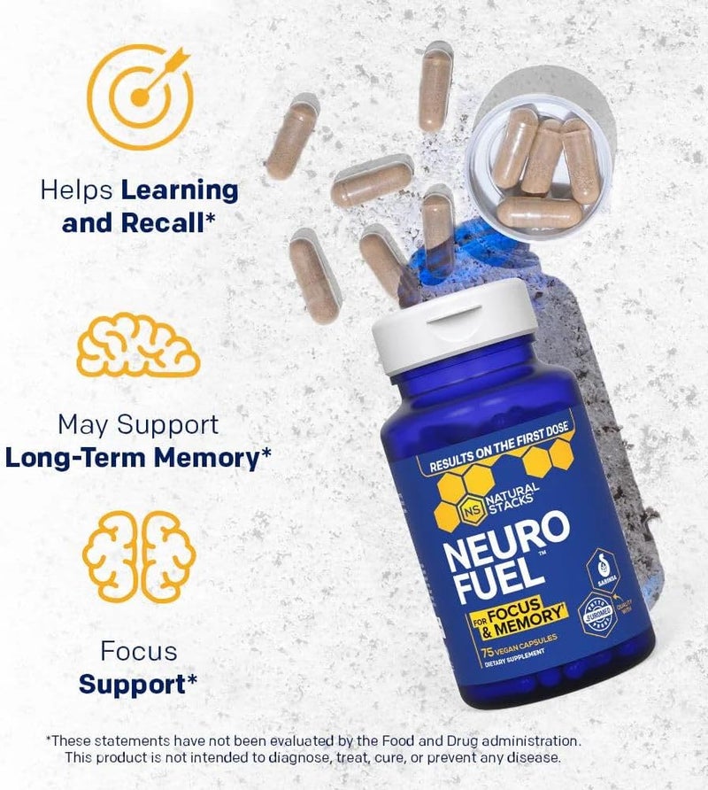 NATURAL STACKS NeuroFuel Nootropic Brain Support Supplement  750mg LCarnitine  500mg LPhenylalanine  Brain Supplement for Memory and Focus  75 Focus Pills - Image 5