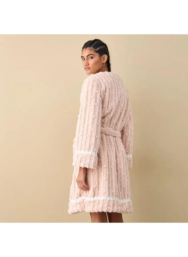 Splash FAV Textured Robe with Tie-Up Belt and Pockets