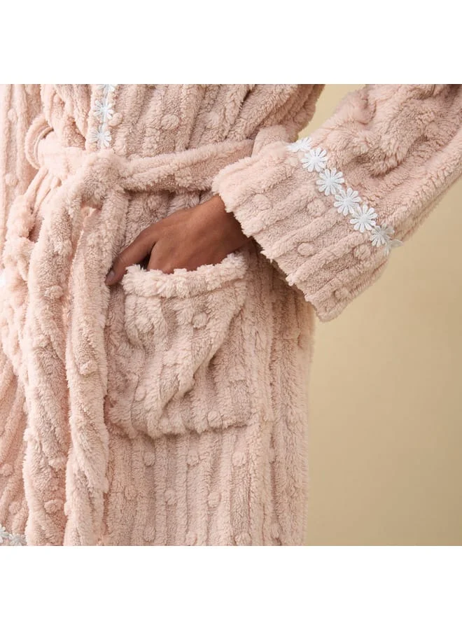 Splash FAV Textured Robe with Tie-Up Belt and Pockets