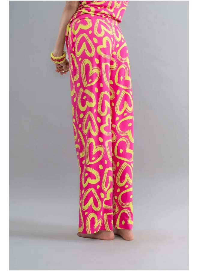 نسيسيرا Limited Edition Lovestruck Pink Heart Flared Pajamas