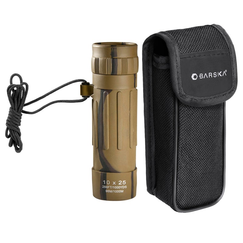 Barska 10x25 Lucid View Monocular â€“ Compact Lightweight 10x Magnification with Fully Coated Optics, BK7 Roof Prism, Slip-Resistant Rubber Armor, Ideal for Travel, Hiking, Bird Watching - Image 1
