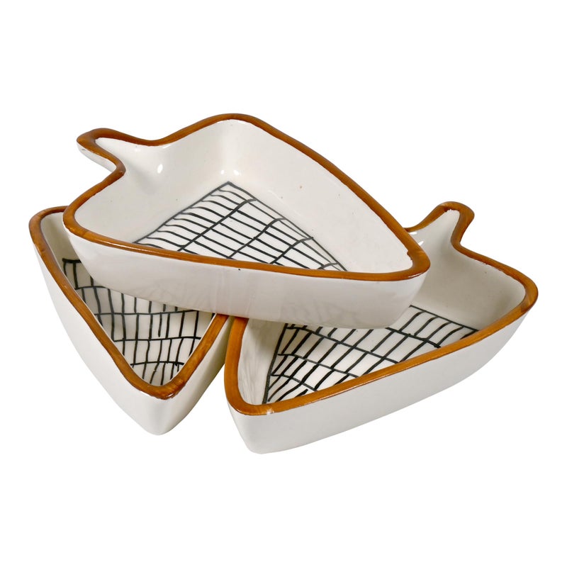 SG Shadowgreen ShadowGreen Ceramic Serving Paan Bowl Set of 3 Dry fruit Namkeen Bowl 100ml (4inch x 6inch) (Brown Black) - Image 4