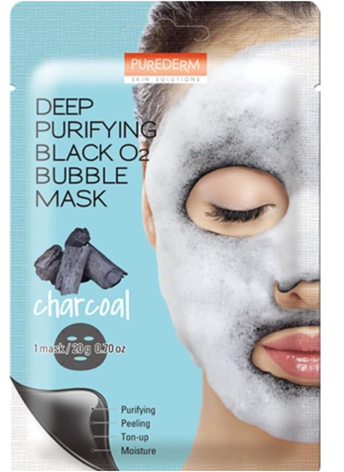 Purederm - Purederm deep purifying black o2 bubble sheet mask charcoal - 1 piece - Image 1