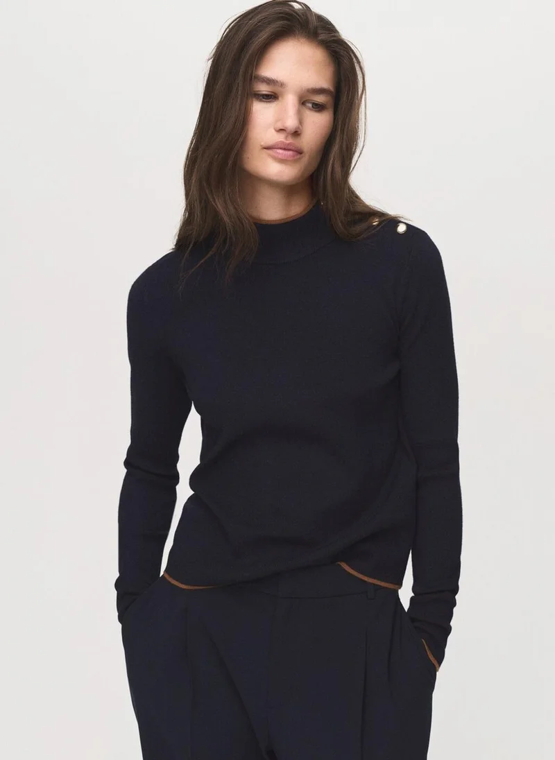 MANGO Perkins-neck sweater with button