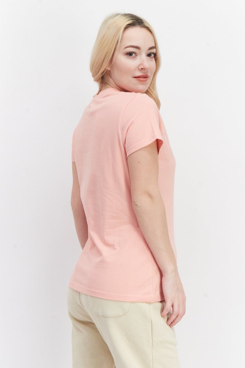 Ellesse Women Sportswear Fit Embroidered Logo Outdoor T-Shirt, Coral - Image 3