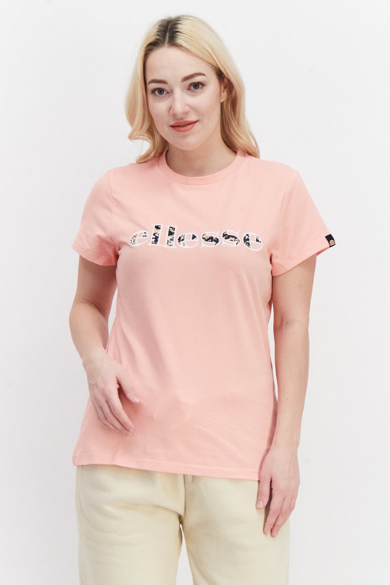 Ellesse Women Sportswear Fit Embroidered Logo Outdoor T-Shirt, Coral - Image 1