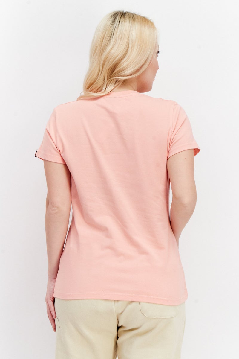 Ellesse Women Sportswear Fit Embroidered Logo Outdoor T-Shirt, Coral - Image 2